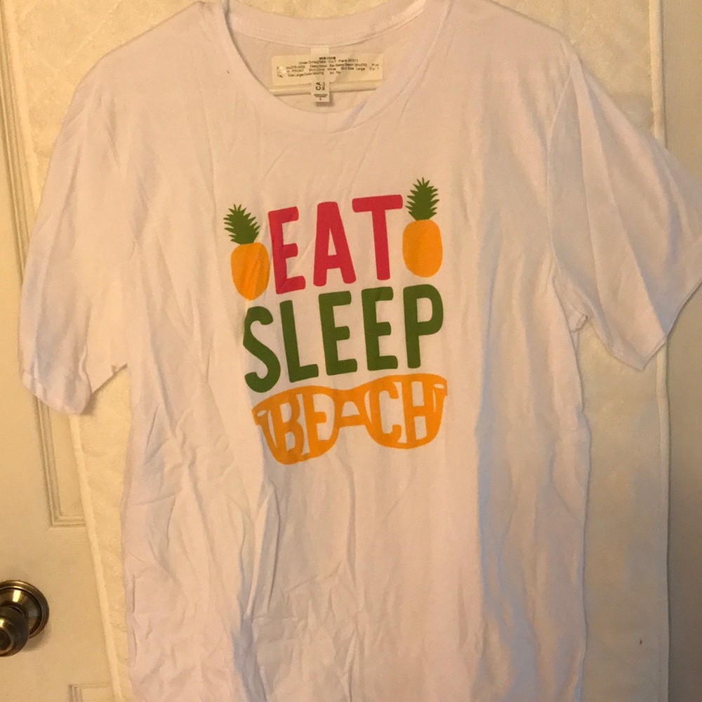 J Elizabeth eat sleep beach tee NWT
